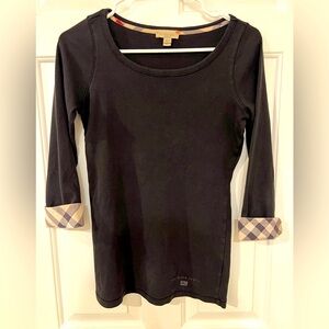 Burberry Black 3/4 Length Knit Top Size Women’s Medium